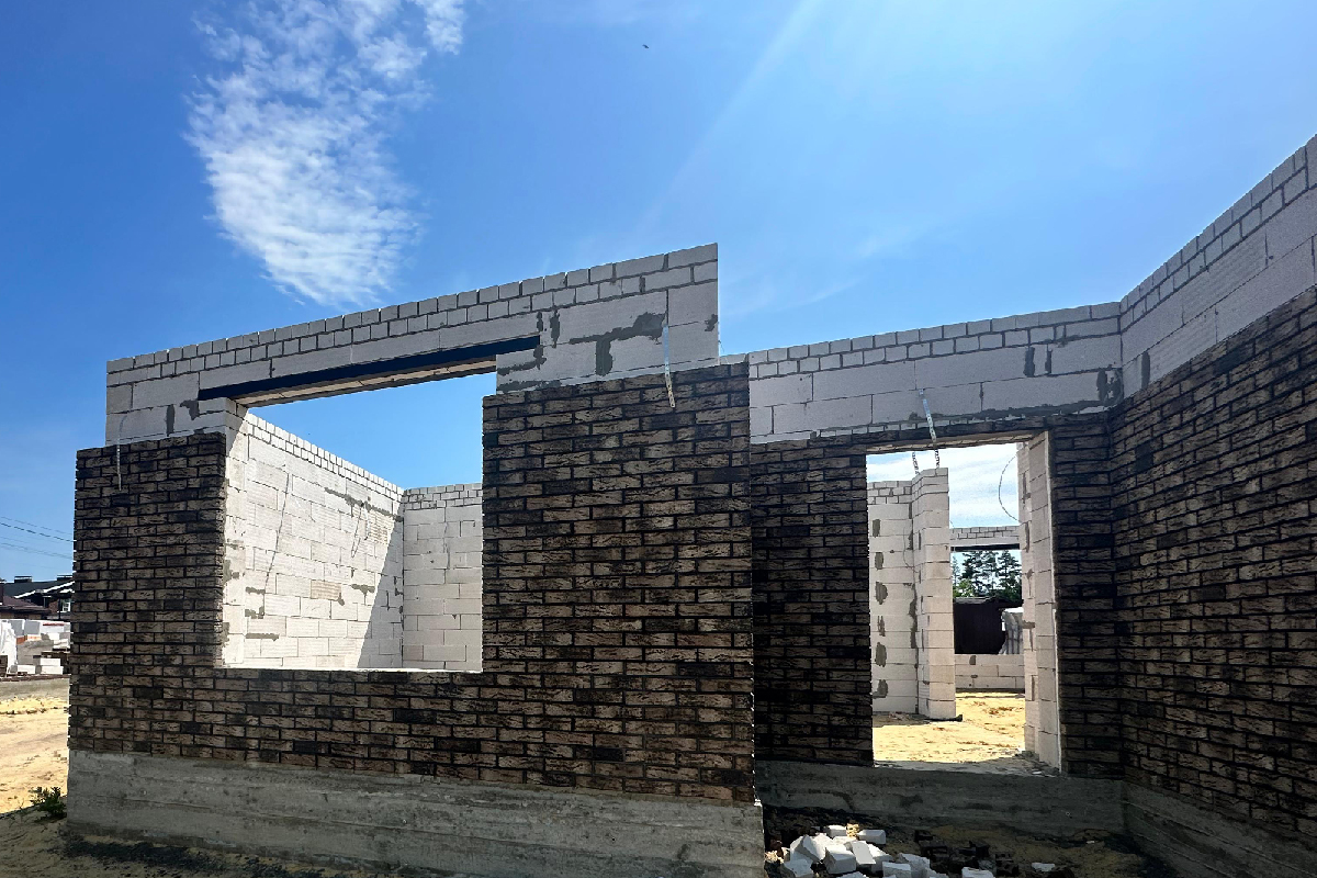 Дом из Газосиликатный блок, облицовочный кирпича